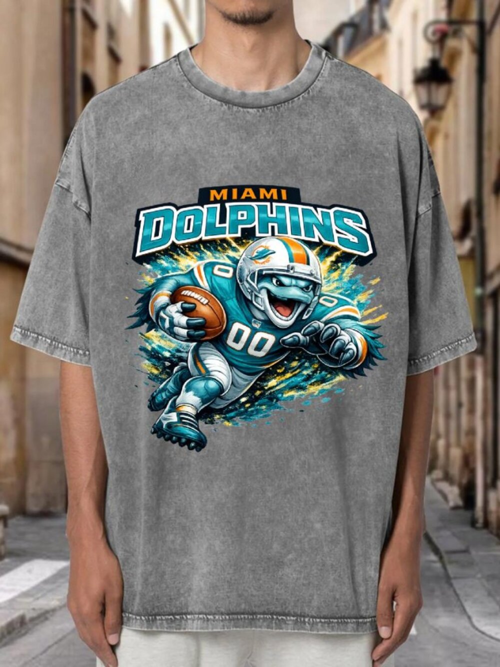 Miami Dolphins Mascot Football Graphic T-shirt H4LUTJYUPS02